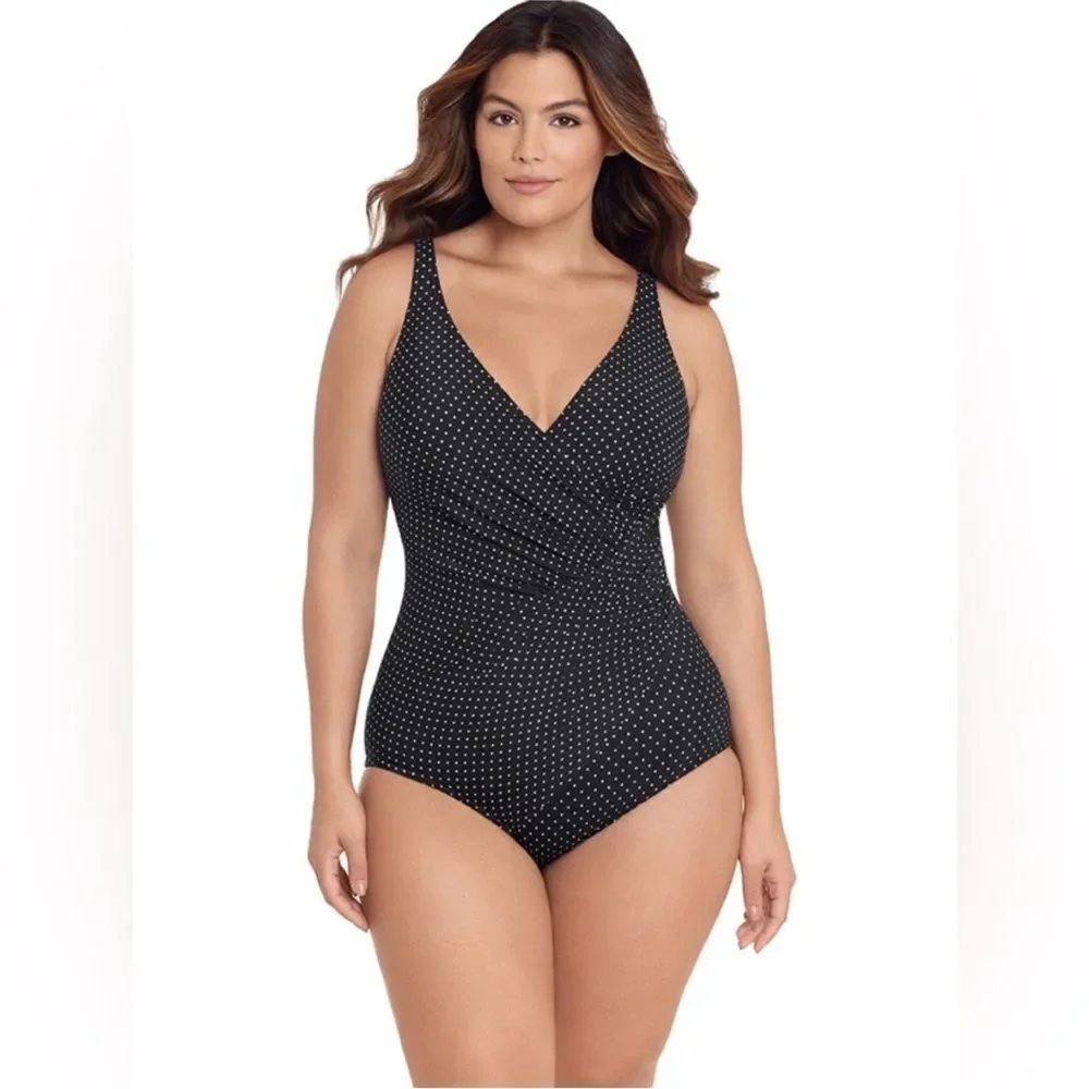 MiracleSuit Pin Point Oceanus One Piece Swimsuit NWT 20W $184
